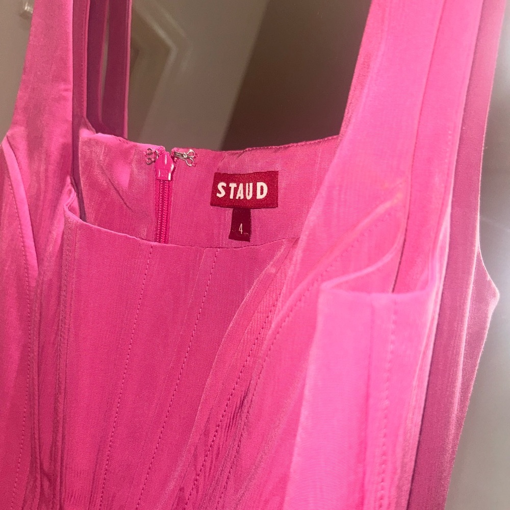 STAUD Corset Mini Dress Pink Lollipop Landscape, Size 4 🎀 - Picture 3 of 5
